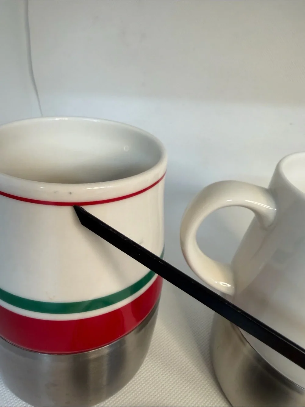 Two Starbucks Travel 14 Oz Mugs One Lid 2005/2006 Stainless Steel Bottoms
